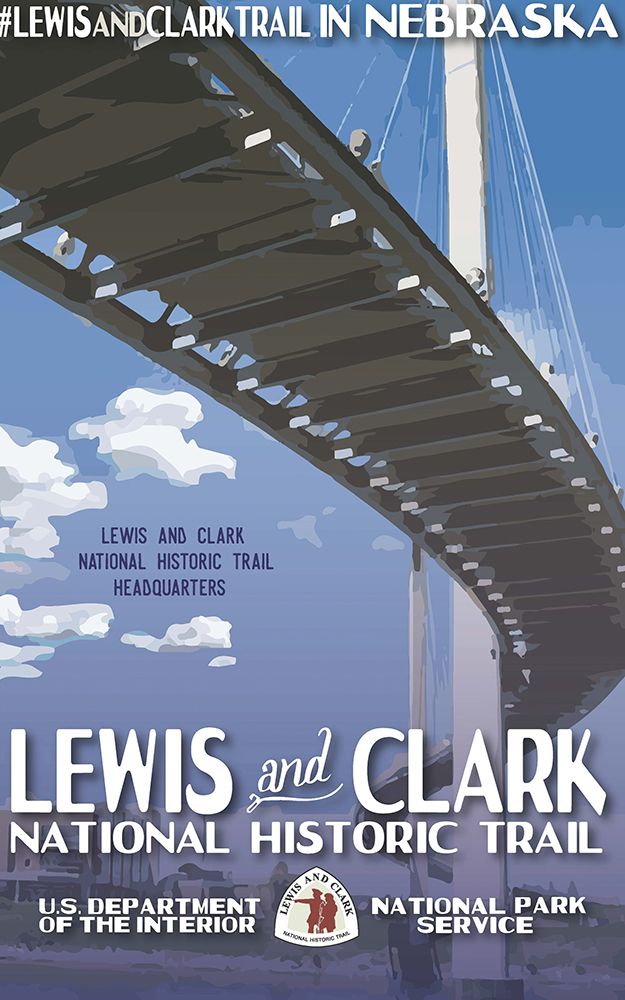 Nebraska Lewis and Clark Historic Trail Vintage Travel Poster