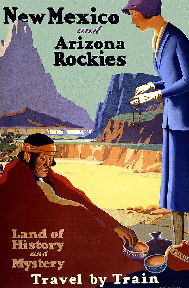 New Mexico and Arizona Rockies Vintage Rail Travel Poster