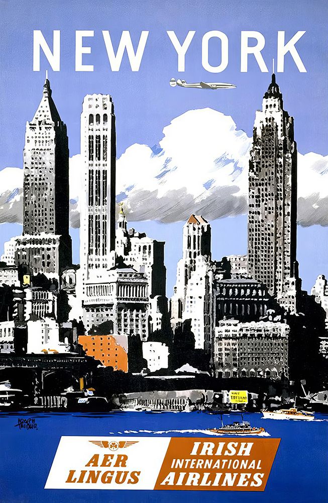 New York Vintage Airline Travel Poster