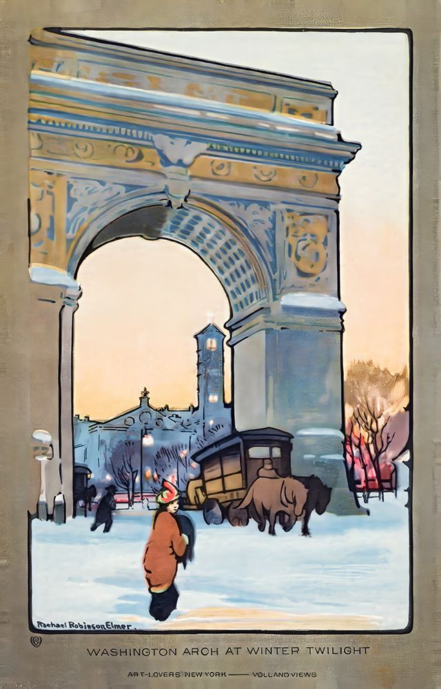 New York Washington Arch at Winter Twilight 1914 by Rachael Robinson Elmer