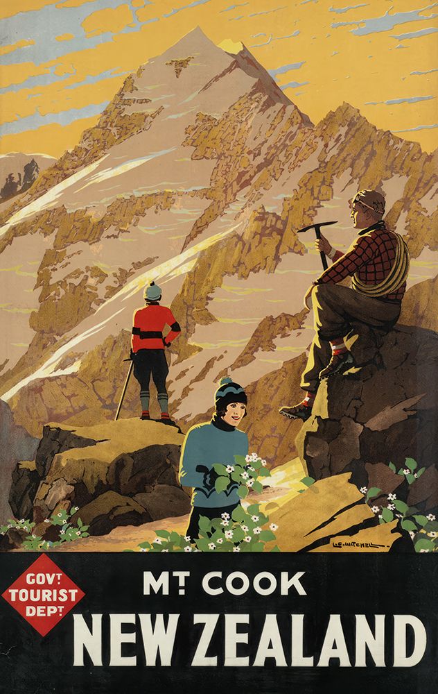 New Zealand Mt Cook Vintage Travel Poster