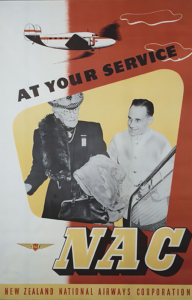 New Zealand NAC Vintage Airline Travel Poster