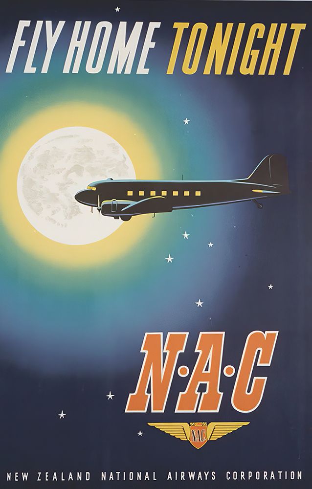 New Zealand Vintage Air Travel Poster