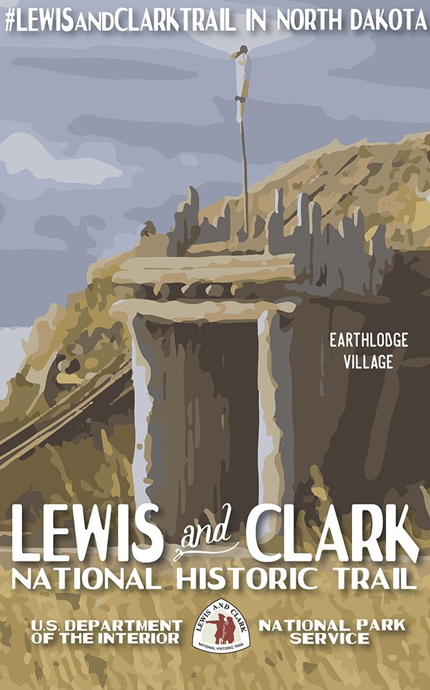 North Dakota Lewis and Clark Historic Trail Vintage Travel Poster