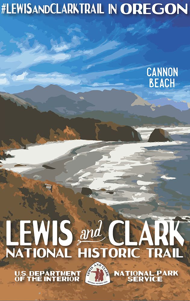 Oregon Lewis and Clark Trail Vintage Travel Poster