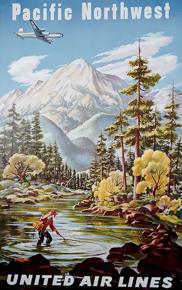 Pacific Northwest Vintage Air Travel Poster