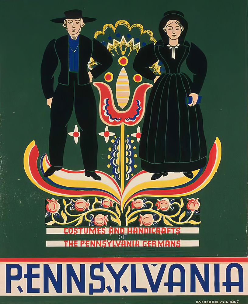 Pennsylvania Costumes Vintage Travel Poster