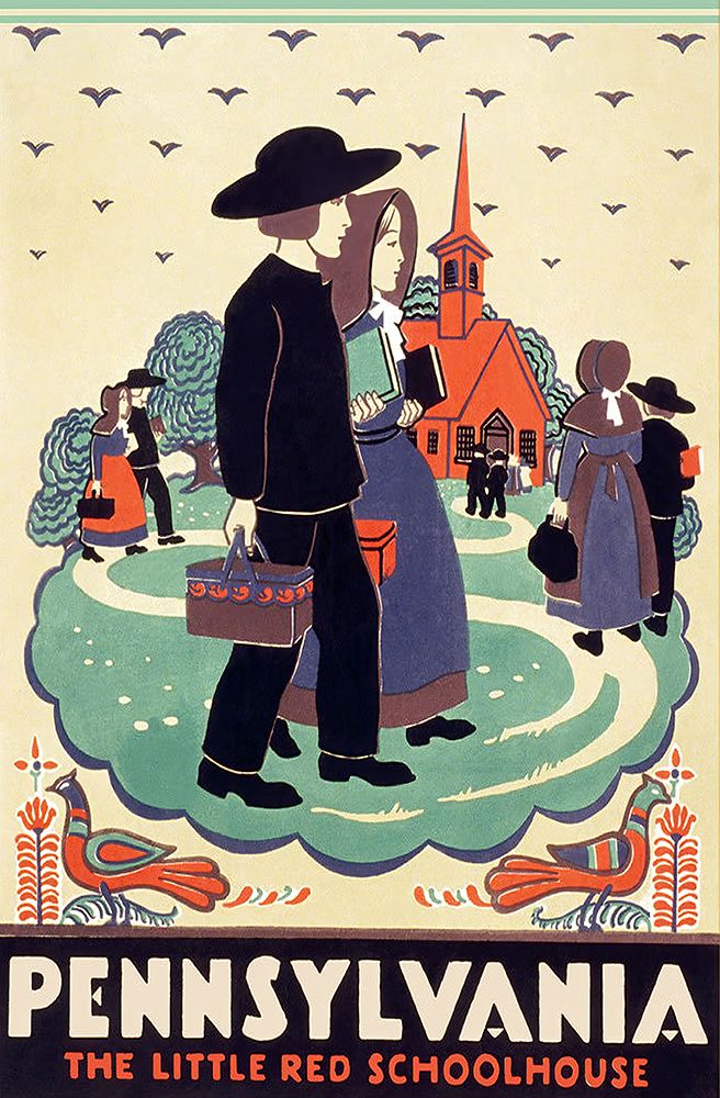 Pennsylvania Little Red Schoolhouse Vintage Travel Poster