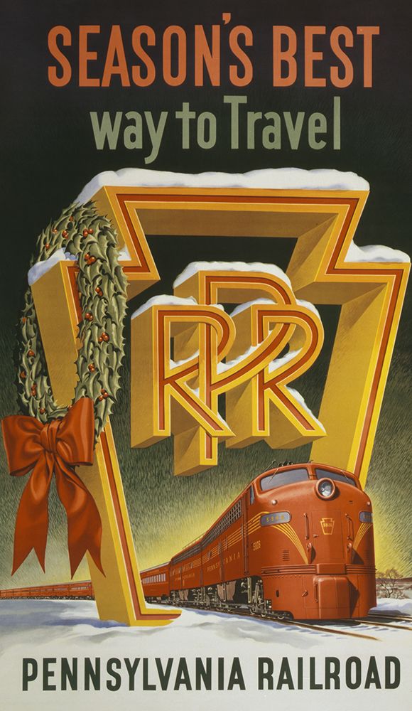 Pennsylvania Railroad Holiday Vintage Travel Poster