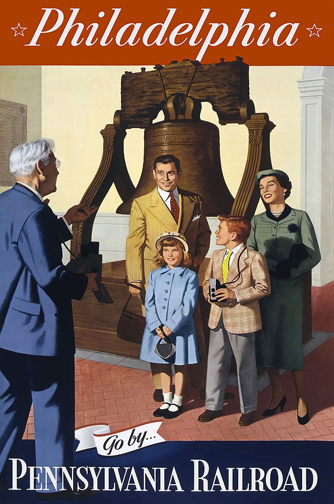 Philadelphia Liberty Bell Vintage Railroad Travel Poster
