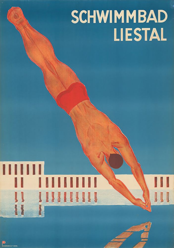Switzerland, the Liestal swimming pool 1934 by Otto Plattner