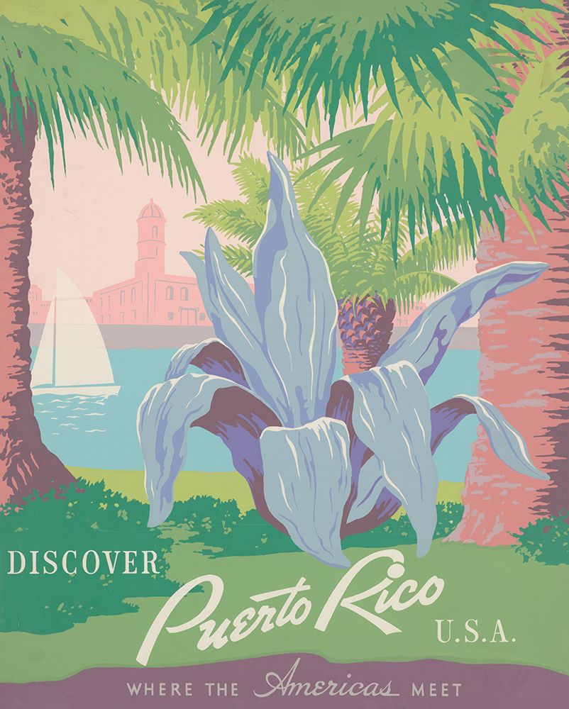 Puerto Rico Where the Americas Meet Vintage Travel Poster