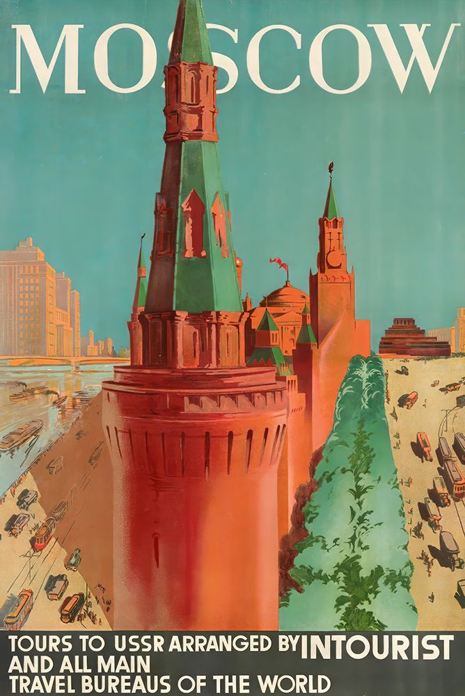 Russia Moscow Vintage Travel Poster