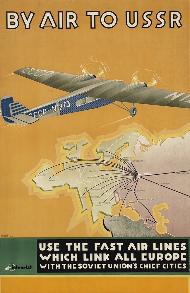 Russia USSR Vintage Air Travel Poster