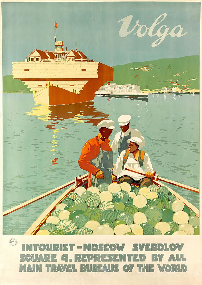 Russia Volga Vintage Travel Poster
