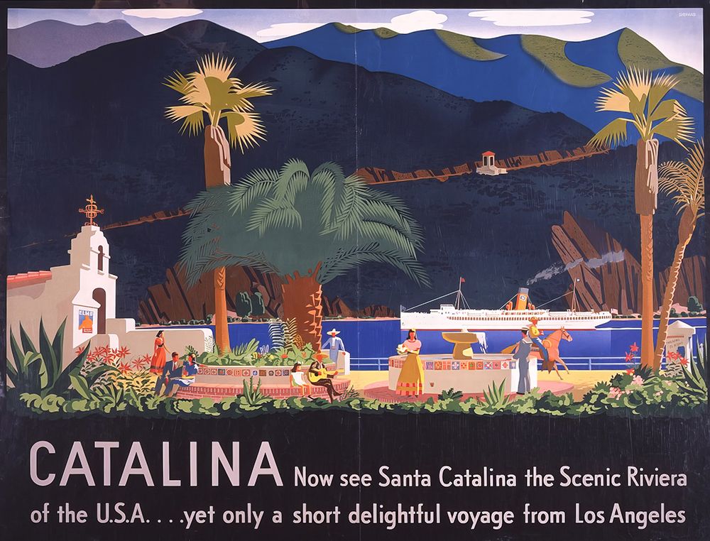 Santa Catalina California Vintage Travel Poster