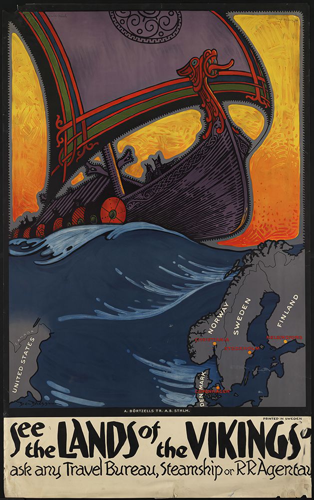 Scandinavia Vikings Vintage Travel Poster