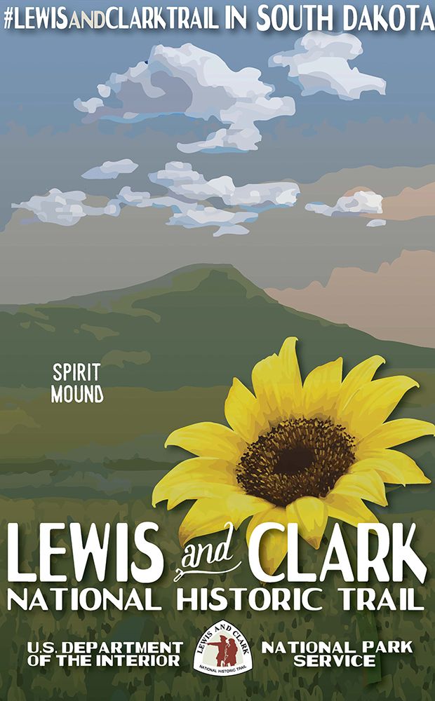 South Dakota Lewis and Clark Historic Trail Vintage Travel Poster
