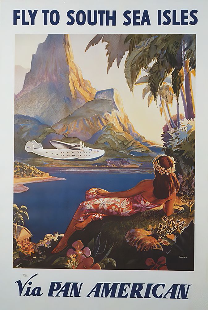 South Sea Isles Vintage Air Travel Poster