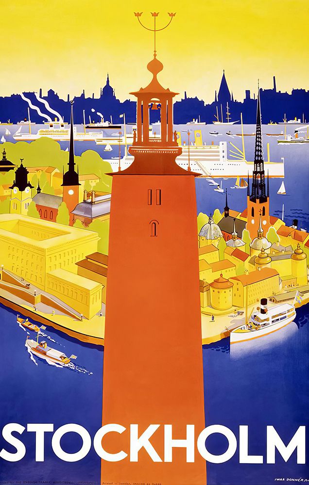 Sweden Stockholm Vintage Travel Poster
