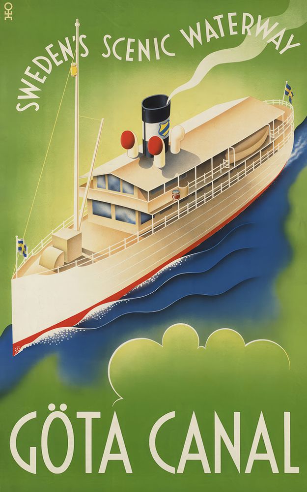 Sweden Gota Canal Vintage Travel Poster