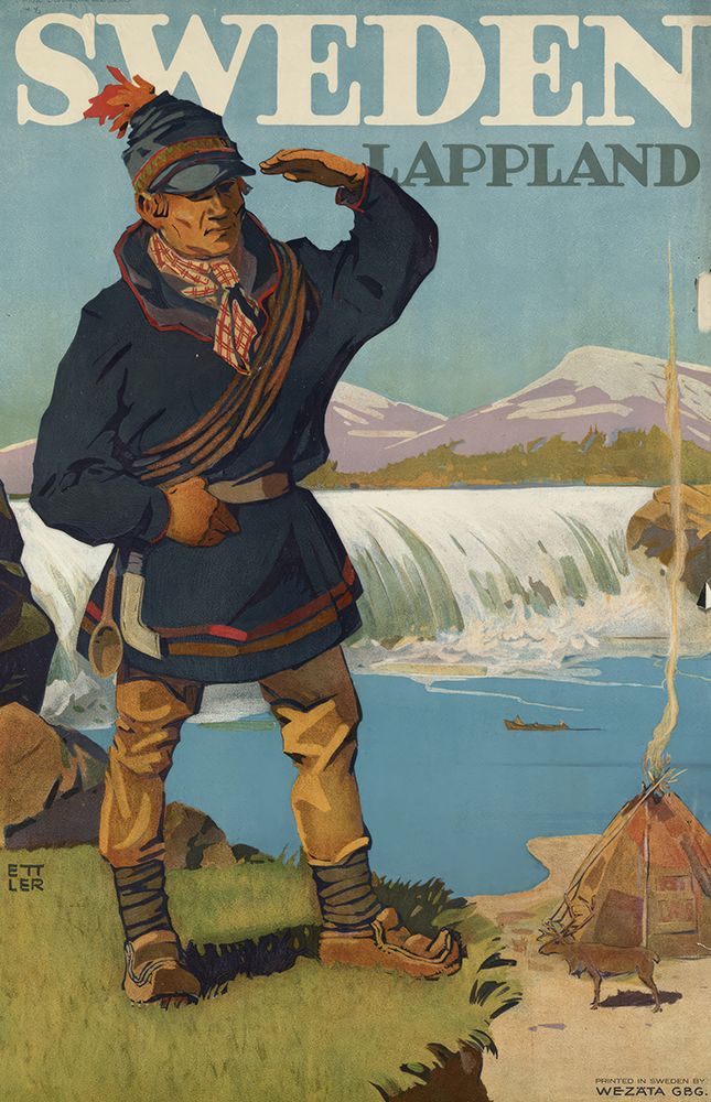 Sweden Lappland Vintage Travel Poster