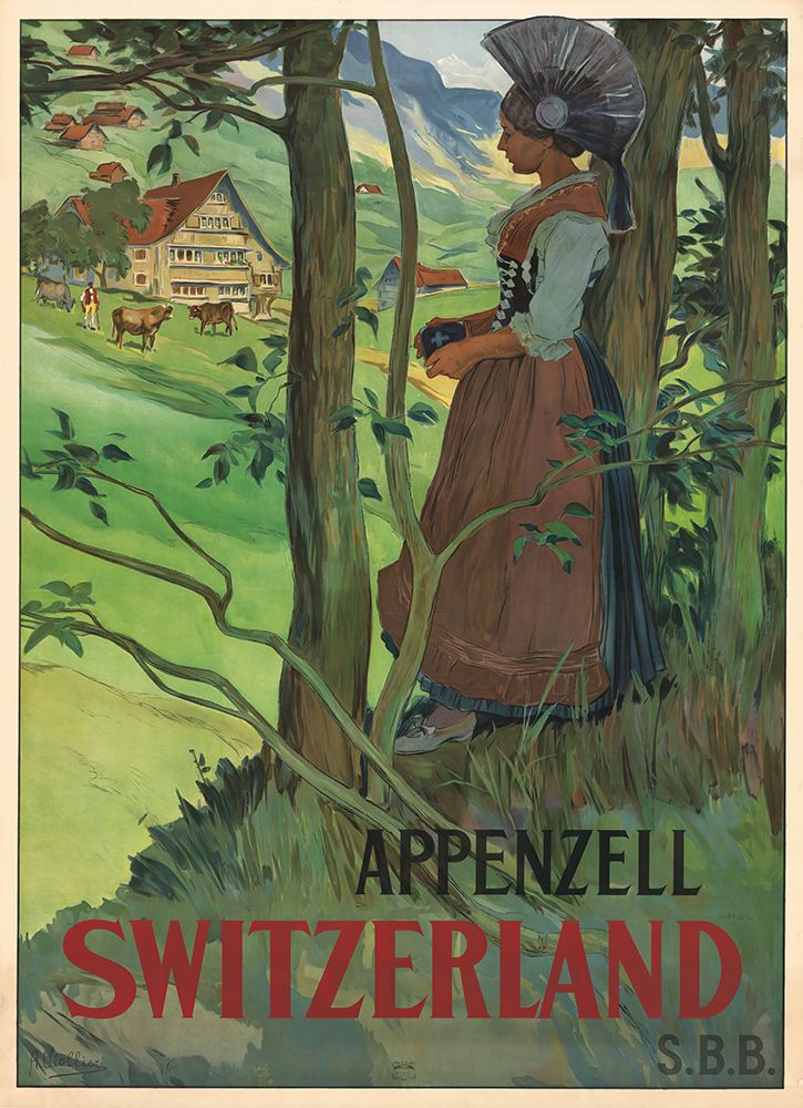 Switzerland Appenzell Vintage Travel Poster