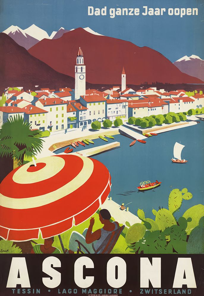 Switzerland Ascona Vintage Travel Poster
