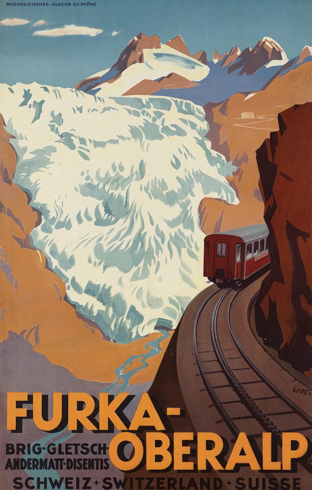 Switzerland Furka-Oberlalp Vintage Travel Poster