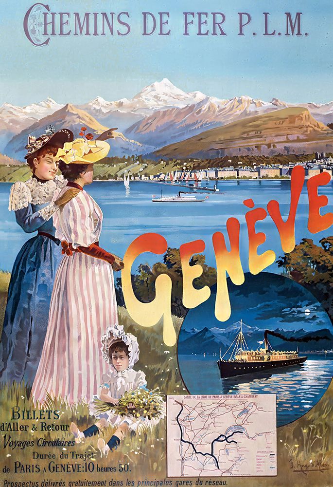 Switzerland Geneva Vintage Travel Poster