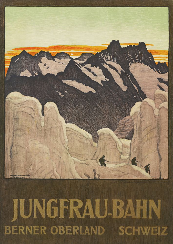 Switzerland Jungfrau Bahn Vintage Travel Poster