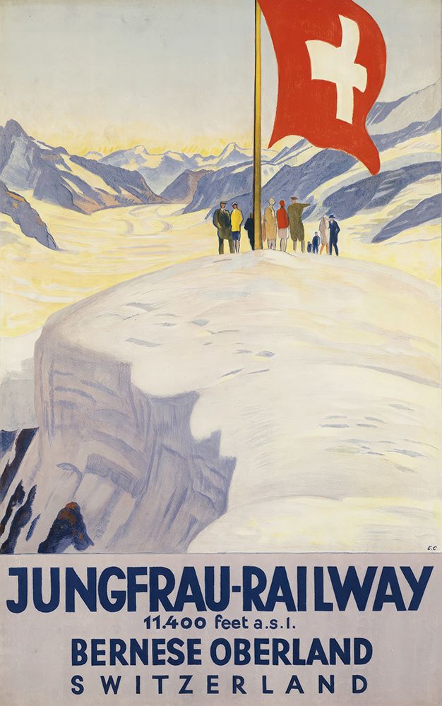 Switzerland Jungfrau Railway Vintage Travel Poster