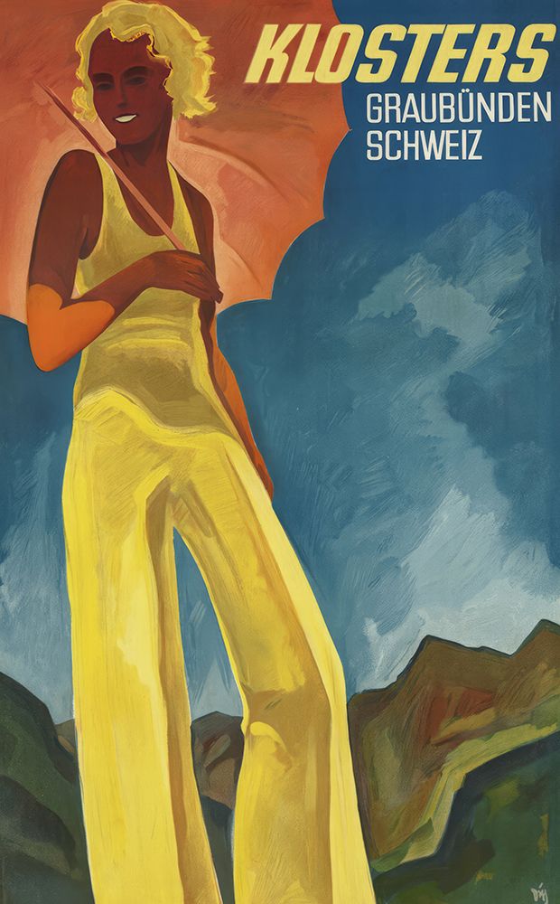 Switzerland Klosters Vintage Travel Poster