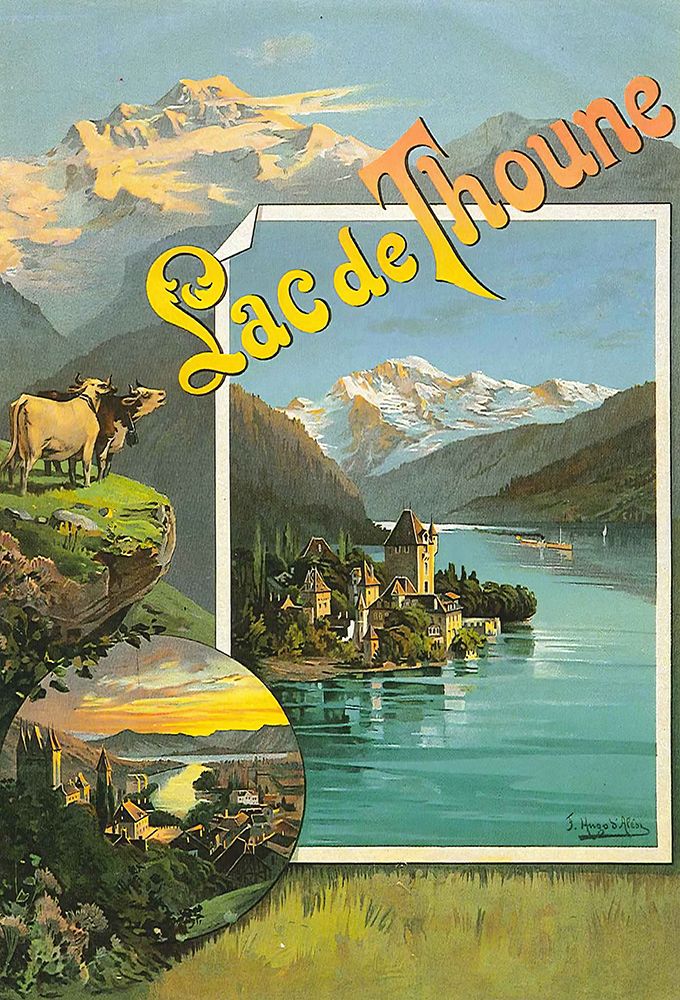 Switzerland Lake Thun Vintage Travel Poster