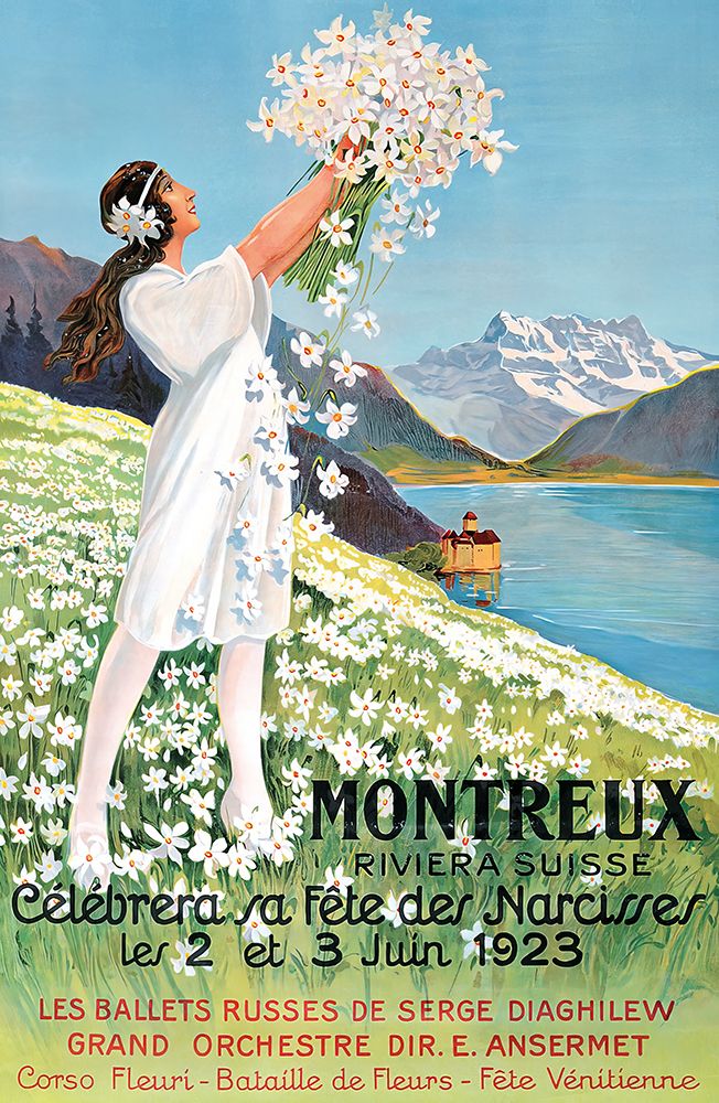 Switzerland Montreux Vintage Travel Poster 1923
