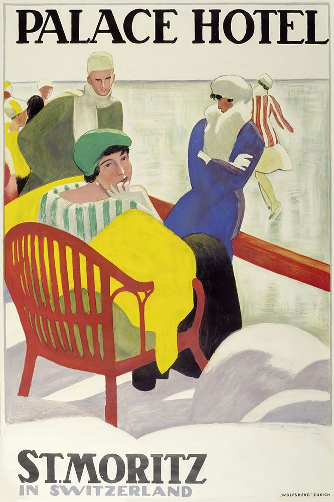 Switzerland St Moritz Vintage Travel Poster