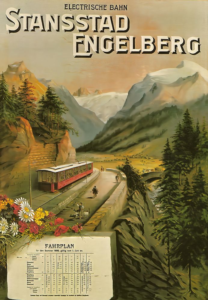 Switzerland Stansstad Engelberg Vintage Rail Travel Poster