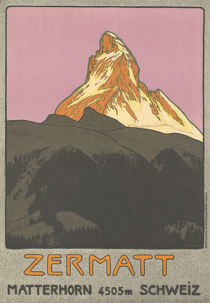 Switzerland Zermatt Matterhorn Vintage Travel Poster