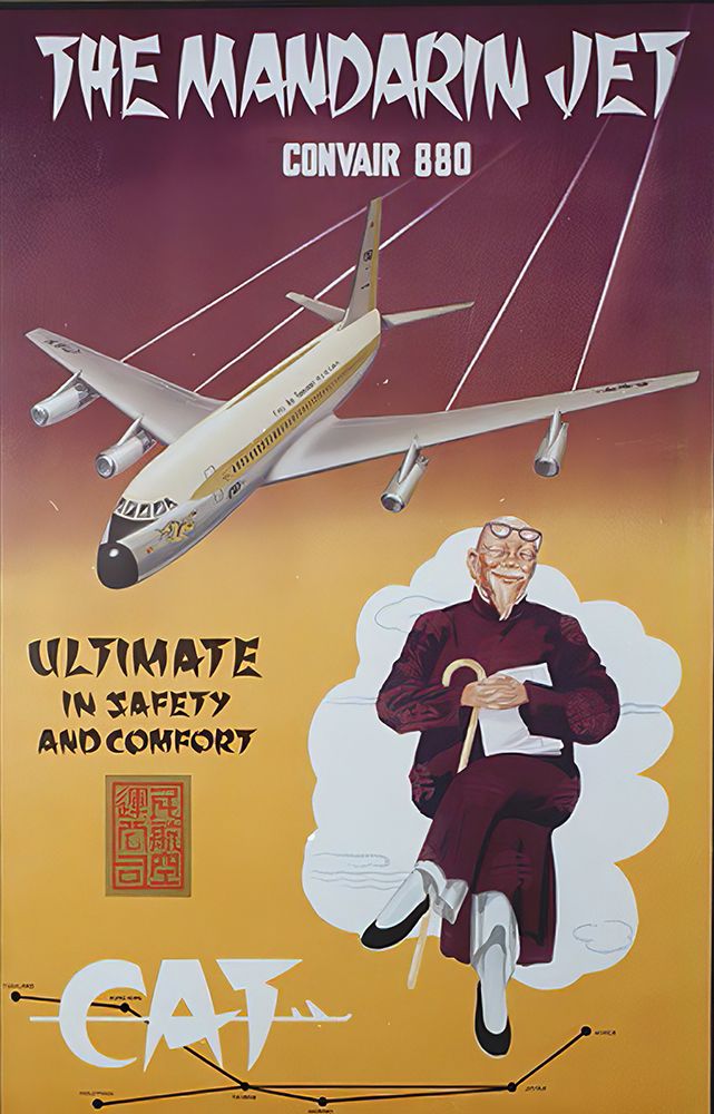 Taiwan The Mandarin Jet Vintage Air Travel Poster
