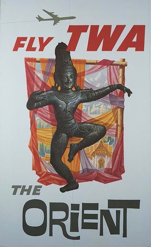 The Orient Mid Century Vintage Airline Travel Poster