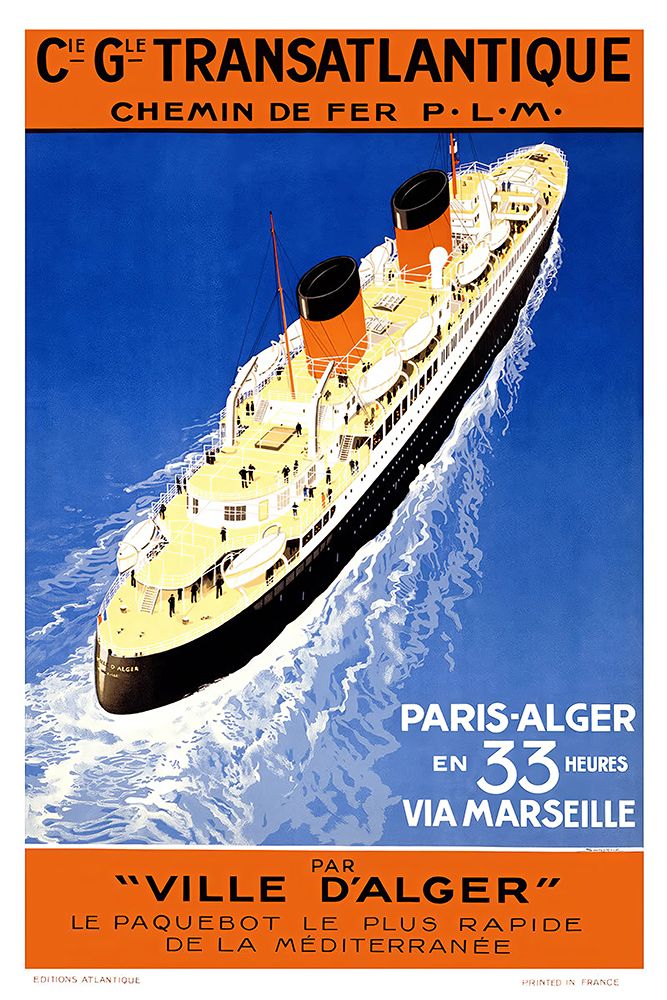 Transatlantic PLM Vintage Travel Poster