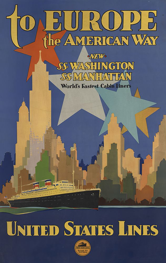 United States Lines Vintage Travel Poster