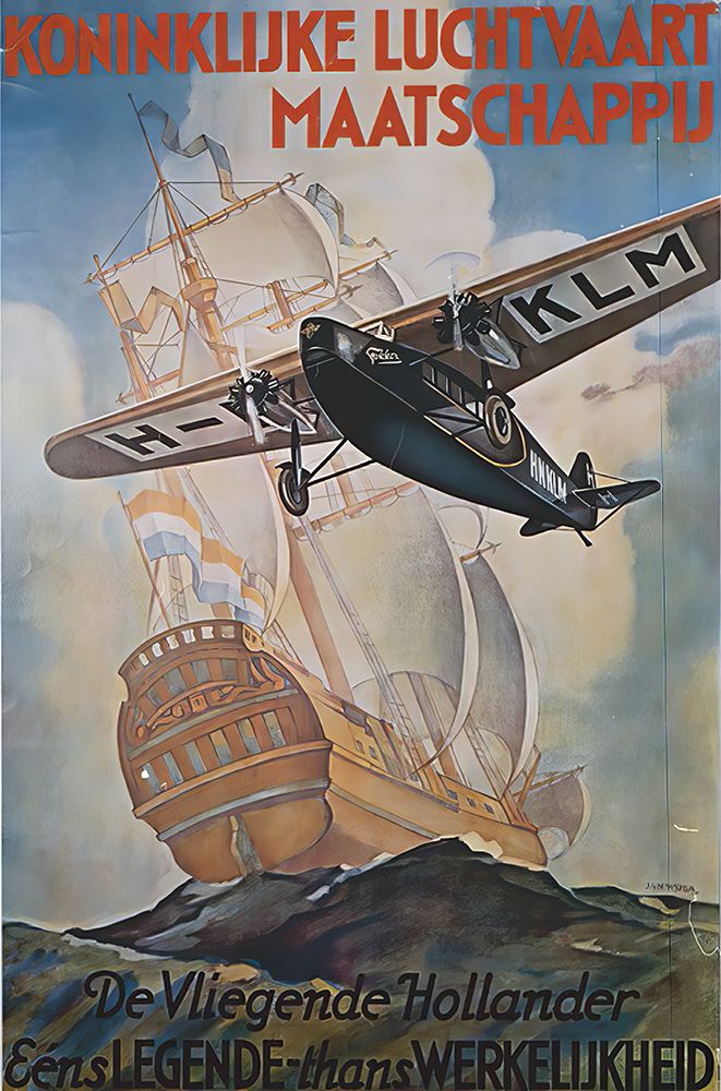Vintage Dutch Airline Travel Poster