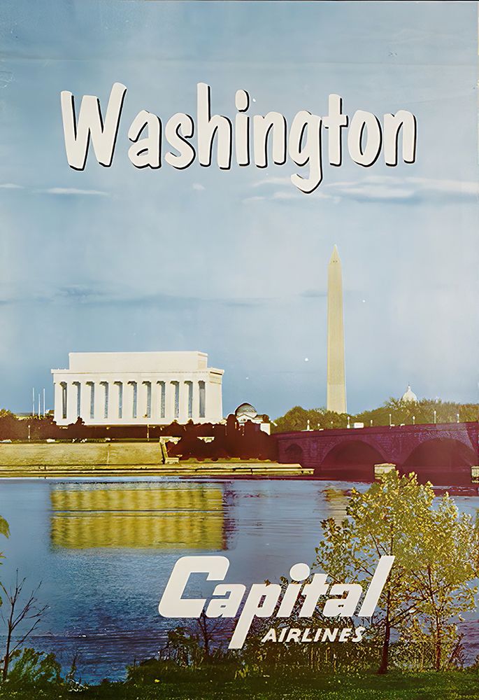 Washington DC Vintage Air Travel Poster