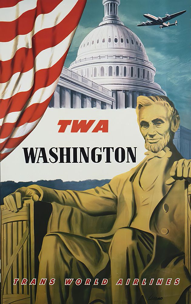 Washington DC Vintage Air Travel Poster
