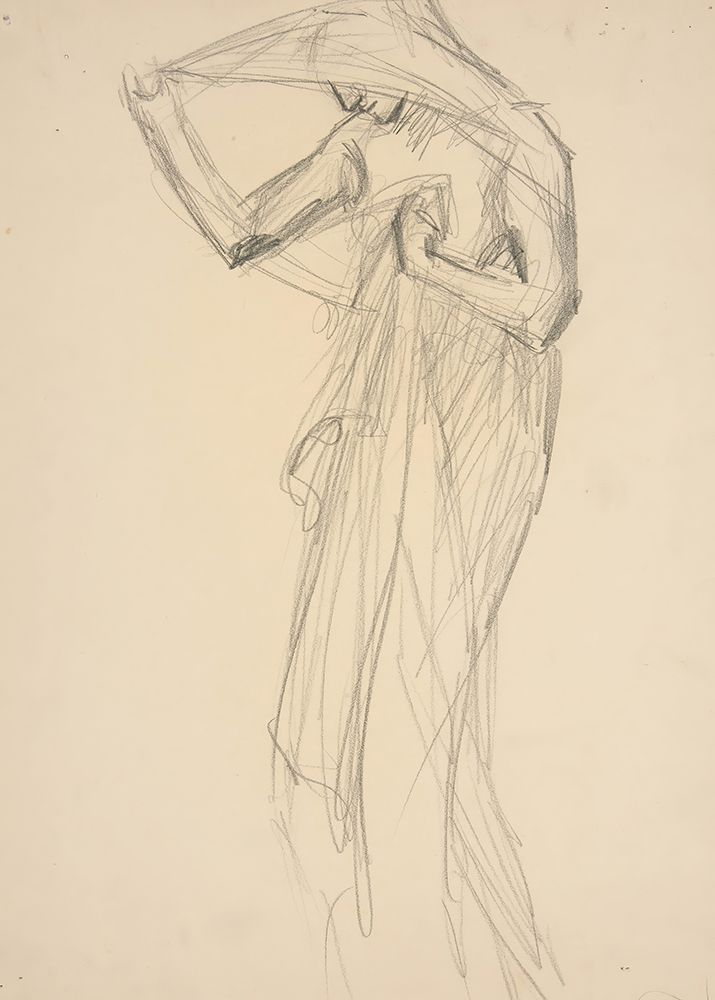 Figure study for The Hours, sketch for mural for the state capitol building in Harrisburg, PA