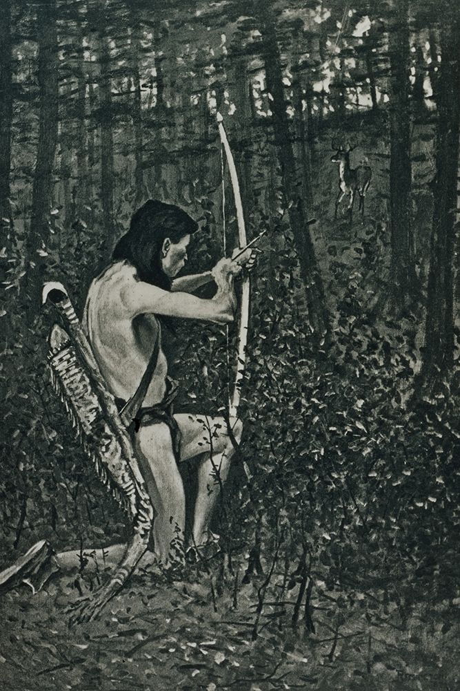 Then upon one knee, uprising, Hiawatha aimed an arrow 1891