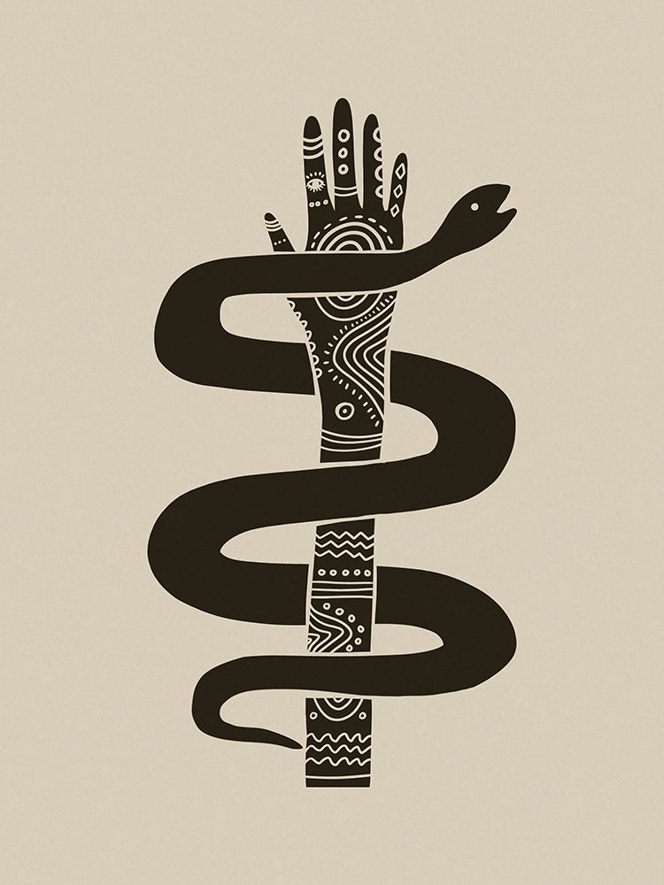 Hand Snake Tribal Block Print