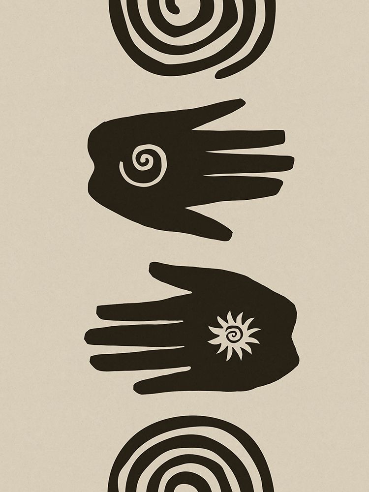 Hands Spiral Block Print
