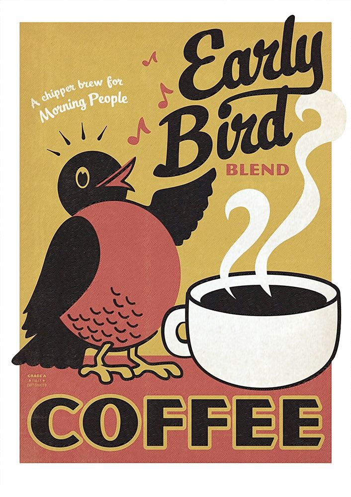 Vintage Poster Early Bird Coffee